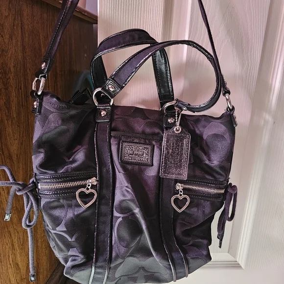 Coach Black Shoulder Bag with Heart Charms - Picture 9 of 9